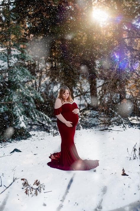 Snow Maternity Photos, Maternity Shoot, Maternity Photos, Pregnancy Shoot, Pregnancy Photos, Photo Inspiration, Red Dress, Red, Quick Saves