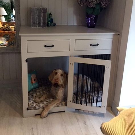 www.clarfurniture.co.uk Dog Kennels Indoor, Indoor Dog Kennels, Rustic Hallway Table, Furniture Style Dog Crate, Dog Room Decor, Stylish Dog Beds, Indoor Dog Kennel, Puppy Room, Diy Dog Crate