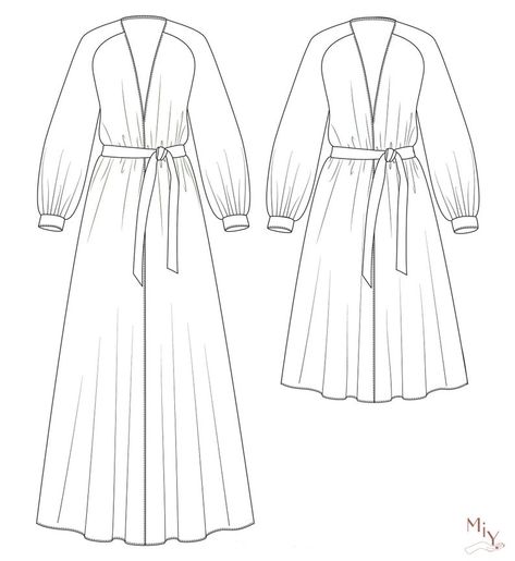 Long Dressing Gown Robe or Maternity Dress PDF Sewing Pattern and Tutorial sizes 34-44 in english Maternity Sewing Patterns Free, Kimono Sewing, Dressing Gown Pattern, Kimono Sewing Pattern, Maternity Sewing, Robe Diy, Clothing Projects, Women Kimono, Kimono Dressing Gown