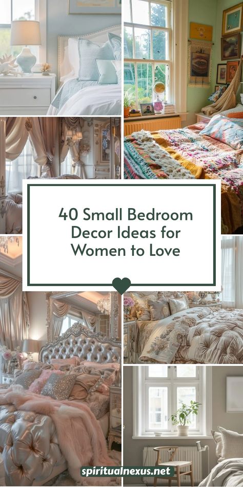 Looking to upgrade your bedroom? Explore 40 incredible small bedroom decor ideas for women! From modern styles to aesthetic touches, these ideas are designed to make your space both functional and beautiful. Get inspired by boho accents or budget-friendly solutions that won’t break the bank! #smallbedroomdecorideasforwomen #smallbedroomdecorideasboho #smallbedroomdecorideasaesthetic Unique Small Bedroom Ideas, Small Feminine Bedroom Ideas, Small Bedroom Decor Ideas For Women Simple, Single Women Bedroom Ideas, Adult Women Bedroom Ideas Decor, Small Bedroom Decor Ideas For Women, Women Bedroom Ideas, Small Bedroom Ideas For Women, Bedroom Decor Ideas For Women