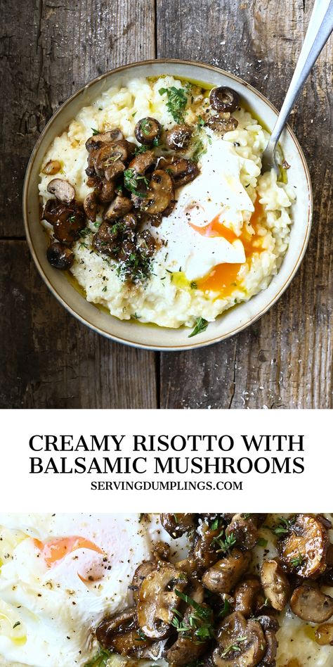 Balsamic Risotto, Best Mushroom Risotto Recipes, Baked Mushroom Risotto, Dairy Free Mushroom Risotto, Balsamic Mushroom Risotto, Balsamic Mushrooms, Best Risotto, Easy Risotto, Creamy Risotto