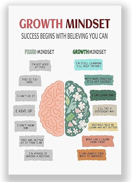 Amazon.com: Houcaller Growth Mindset Poster Emotional Mental Health Classroom School Psychology Office Decor Therapy Art Assistance Calming Corner Feelings: Posters & Prints Painting Therapy, Growth Mindset Vs Fixed Mindset, Therapy Classroom, Educational Therapy, Mindset Poster, Mental Health Poster, Art Success, Calming Corner, Calm Down Corner