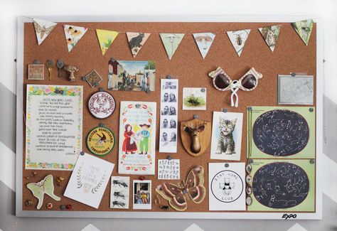 2013 Bulletin Board | The Dainty Squid Office Cork Board Ideas, Office Board Ideas, Bulletin Board Ideas For Bedroom, Cork Board Design, Cork Board Ideas For Bedroom, Office Cork Board, Pin Board Ideas, Diy Bulletin Board, Diy Cork Board