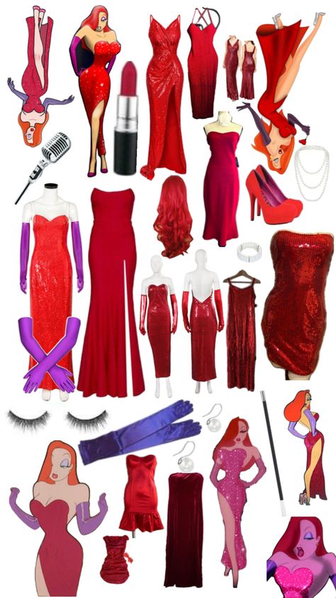 Jessica Rabbit Outfit, Jessica Rabbit Halloween, Jessica Rabbit Costume, Rabbit Outfit, Rabbit Clothes, Trendy Halloween Costumes, Clothing Design Sketches, Jessica Rabbit, Trendy Halloween