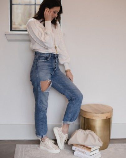 best of spring 2020 denim | amazon fashion | casual look | Chloe lace sneakers | spring white sneakers | joie | agolde jeans | best denim during the shopbop sale Chloe Nama Sneaker Outfit, Chloe Sneakers Outfit, Chloe Sneakers, Agolde Jeans, Spring Sneakers, Lace Sneakers, Sneakers Outfit, Amazon Fashion, White Sneakers