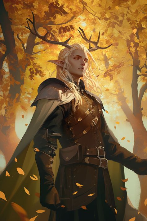 Knight Character Art Male, Godwyn The Golden, Pathfinder Elf, Dnd Feywild, Elves Aesthetic, Autumn Character, Elf Knight, Fallen Rose, Knight Rpg