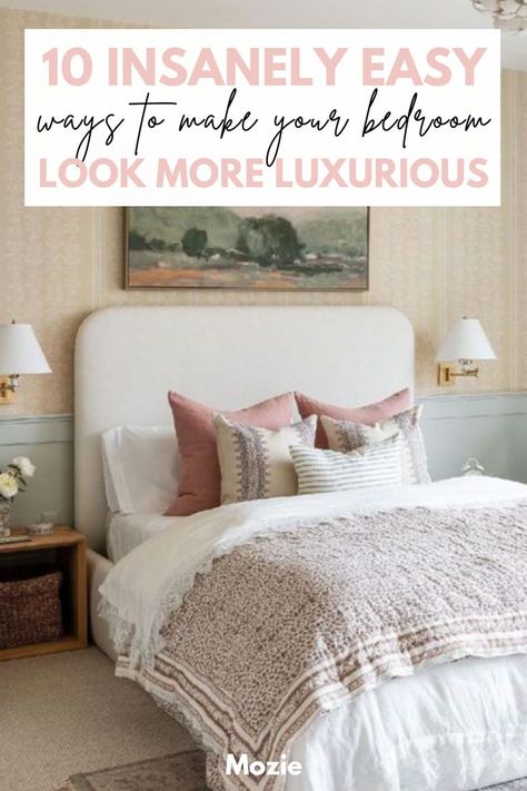 In this blog post, we're talking about 10 insanely easy ways to make your bedroom more luxurious! Create the relazing retreat you've wanted without spending a ton of time and money!
how to make your bedroom look expxensive. how to make your bedroom look like a hotel. how to make your bedroom look luxurious. how to make your bedroom cozy. how to make your bedroom aesthetic. luxe bedroom decor. luxe bedroom ideas. luxe bedroom glamour. luxe ebdroom design. luxe bedroom aesthetic. How To Redesign Your Bedroom, Make Bedroom Look Expensive, How To Make A Bedroom Look Expensive, Luxe Bedroom Aesthetic, How To Elevate Your Bedroom, Luxe Bedroom Ideas, Luxe Bedroom Glamour, Adult Women Bedroom Ideas Decor, Add Wallpaper