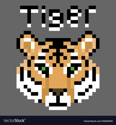 Tiger Pixel Art, 8 Bit Game, Art Tigre, Tiger Images, T Shirt Pattern, Pixel Image, Sewing Design, Tshirt Pattern, Chinese Culture