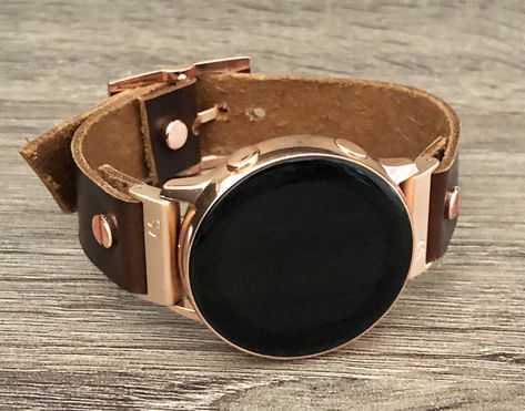 Leather Rose Gold Samsung Galaxy Active Band, Pink Gold Galaxy Watch Active2 Bracelet 40mm 44mm, Rose Gold Watch Band Cuff Wristband Wristband Design, Gold Galaxy, Apple Watch Bracelets, Black Leather Watch, Samsung Galaxy Watch, 38mm Apple Watch Band, Band Jewelry, Leather Watch Strap, Rose Gold Watch