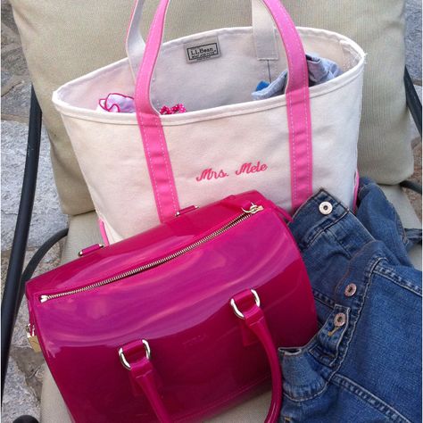 My LL bean tote  Furla candy bag ;) Bubblegum Telfar Bag Outfit, L L Bean Tote Bag, L L Bean Tote, Ll Bean Tote Bag Aesthetic, Ll Bean Boat And Tote, Lol Bean Tote Bag, Ll Bean Tote, Furla Candy Bag, Bag Obsession