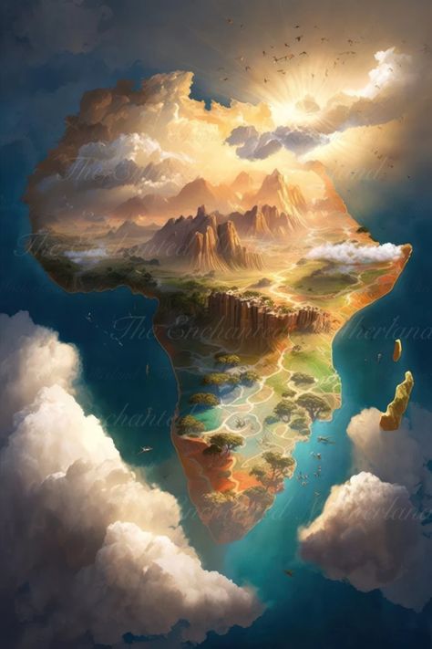 Enchanted Map of Africa | The Motherland | Africa Art Map Continent | Downloadable Digital JPEG File African Continent Art, African Fantasy Art, Africa Continent, Map Of Africa, Mama Africa, Map Tattoos, African Continent, House Plan Gallery, Art African