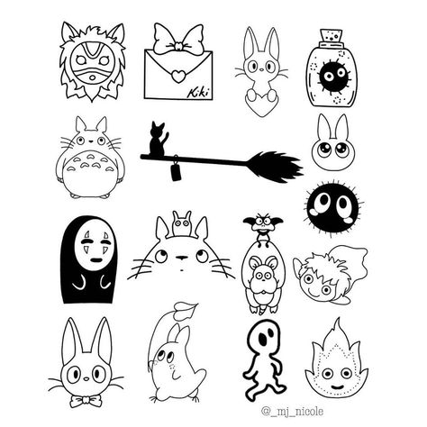 Acab Tattoo, Tatuaje Studio Ghibli, Studio Ghibli Tattoo, Flash Tats, Ghibli Tattoo, Manga Tattoo, Cute Little Tattoos, Cute Tiny Tattoos, Tattoo Art Drawings