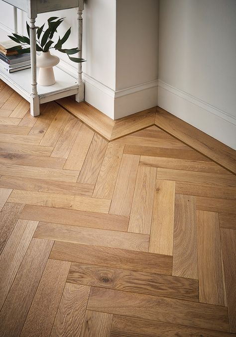 Katsura Oak Parquet | Atkinson & Kirby Parquet Flooring Tiles, Renovation Parquet, Chevron Flooring, Herringbone Tile Floors, Oak Parquet, Oak Parquet Flooring, Herringbone Wood Floor, Herringbone Wood, House Deco