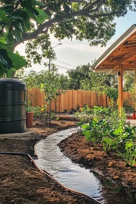 Install a rainwater harvesting system in your backyard with this comprehensive guide. Discover essential steps to collect and manage rainwater efficiently while reducing your water bills. This article covers necessary components like gutters, storage tanks, and filtration systems. By capturing rainwater, you can water your garden, wash your car, and use it for household chores. This eco-friendly approach not only conserves water but also promotes sustainability in your home. Get tips for maintaining and optimizing your setup to maximize the benefits. Rain Harvesting Ideas, Diy Rain Collection, Water Tanks Ideas, Rainwater Harvesting Architecture, Rain Collection System, Collecting Rainwater, Rainwater Collection System, Ways To Conserve Water, Water Collection System