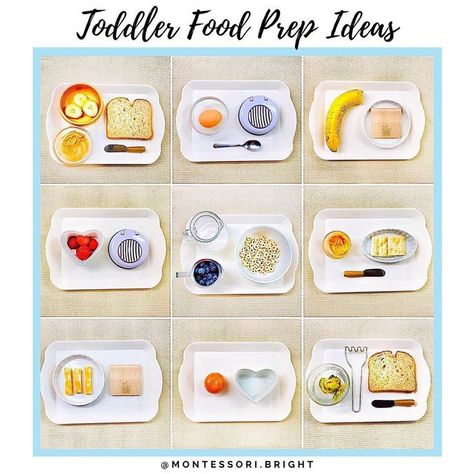 Toddler food-prep trays Montessori Snack Station, Toddler Food Prep, Snack Area, Montessori Stations, Weaning Table, Prep Snacks, Montessori Trays, No Guidance, Snack Station