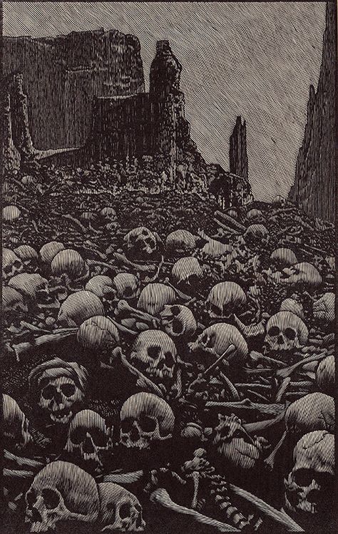 Pile Of Bones Drawing, Destruction Illustration, Mountain Of Skulls, The Valley Of Dry Bones, Bones Illustration, Pile Of Bones, Redlipstick Resurrected, Barry Moser, Valley Of Dry Bones