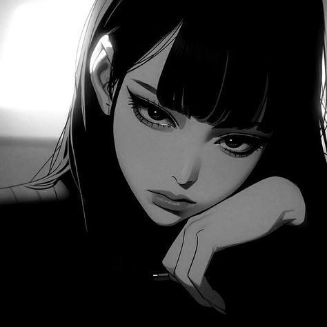 Black Hair, Bangs, A Woman, Hair, Anime, Black, Art