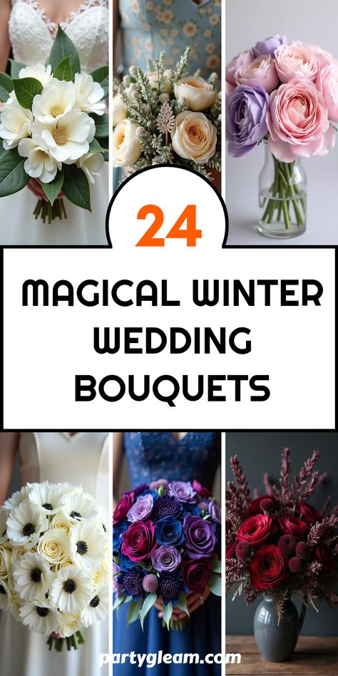 Planning a winter wedding? Discover 24 stunning winter wedding bouquet ideas that will capture the frosty charm of the season! From elegant pastel garden-style flower arrangements to eye-catching round all-white bouquets, we’ve got it all. Get inspired with classic winter looks featuring magnolia leaves and romantic jewel-tone bouquets in deep blues and purples. Plus, find the perfect small winter bouquet with a brooch for a touch of sparkle! Make your special day unforgettable with these fabulous floral designs for winter. Small Winter Wedding, Wedding Bouquet Ideas, Pastel Garden, Blue Winter Wedding, White Bouquets, Anthurium Flower, White Winter Wedding, Cascading Wedding Bouquets, Rustic Winter Wedding