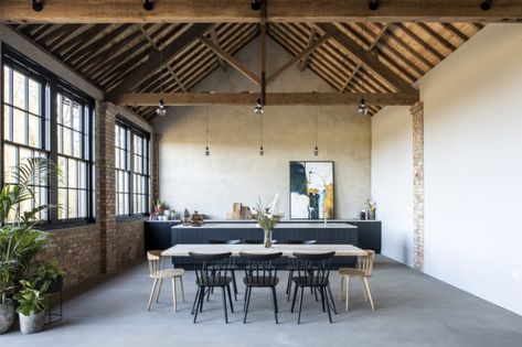 Rustic meets industrial at this £710k barn conversion in Suffolk - The Spaces Barn Conversion Interiors, Barn Windows, Barn Lights, Contemporary Barn, Timber Roof, Create A World, Barn Interior, Timber Beams, Rooms Ideas