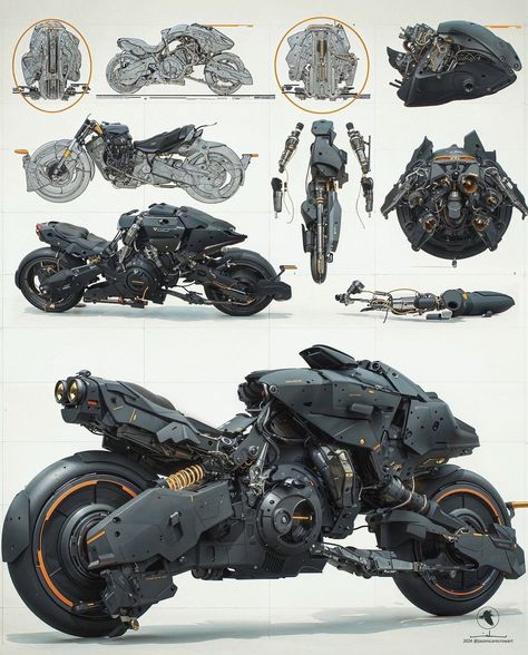 Motorcycle Sci Fi, Futuristic Motorcycle Design, Sci Fi Bike Concept Art, Cyberpunk Motorcycle Concept Art, Futuristic Car Concept Art, Futuristic Motorcycle Concept Art, Scifi Transport, Sci Fi Motorcycle, Cyberpunk Bike