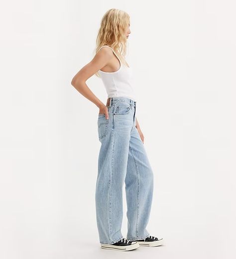 Baggy Dad Women's Jeans - Light Wash | Levi's® US Light Wash Baggy Straight Leg Jeans, Baggy Levis Outfit, Baggy Dad Jeans Outfit, Levi Baggy Jeans, Women’s Straight Jeans Slighty Baggy, Light Wash Baggy Jeans, Levi’s Baggy Dad Jeans Outfit, Levis Baggy Dad Jeans, Levi’s Baggy Jeans