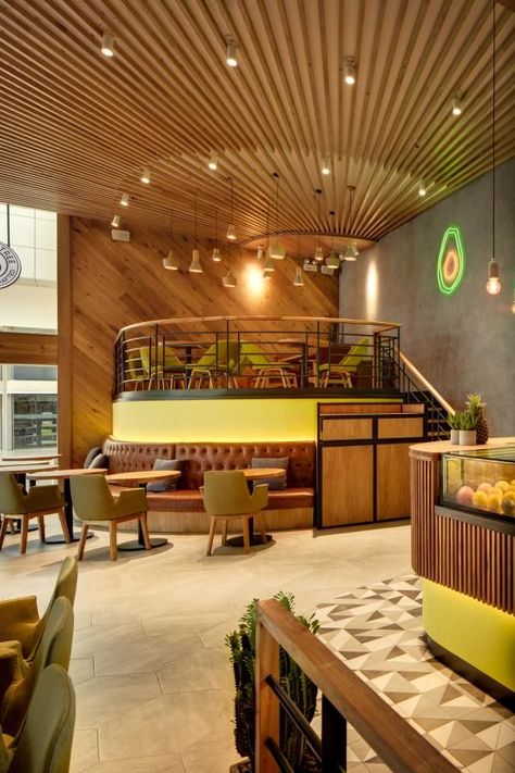 NAO | Avocado Tree Avocado Inspired Design, Interior Design, Radiating Ceiling Design, Colors of an Avocado, Avocado NEON Lights Avocado Furniture, Burrito Bar, Mexican Restaurants, Ui Game, Avocado Tree, Mexican Restaurant, Neon Lights, Ceiling Design, 인테리어 디자인