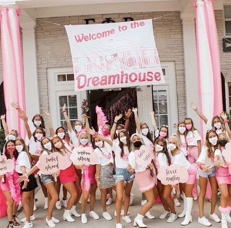 The best sorority bid day themes. Are you wondering what sorority theme to do for yours? We have that here Sorority Party Themes, Bid Day Banner, Sorority Bid Day Themes, Themes Sorority, Sorority Work Week, Sorority Socials, Sorority Party, Sorority Themes, Recruitment Themes