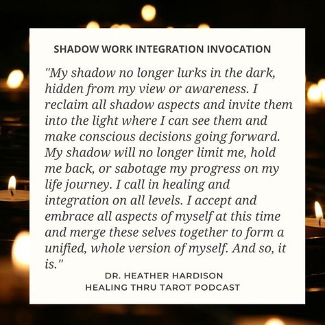 In this last episode of this shadow work podcast miniseries, I walk you through the integration of the shadow aspects we identified and explored during this shadow work journey. I also share 2 custom shadow work spreads and a ritual to help with the integration process. Here is the shadow work integration invocation to use when integrating shadow aspects. Link to this episode is above Carl Jung Shadow, Birthday Spread, Oracle Spreads, Work Balance, Learning Tarot Cards, Work Journal, Tarot Meanings, Inner Child Healing, Tarot Learning