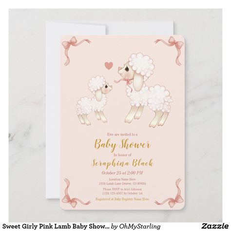 Sheep Baby Shower Ideas, Lamb Baby Shower Invitations, Lamb Nursery, Baby Lamb Baby Shower, Pink Sheep, Cute Lamb, Baby Sheep, Little Bo Peep, Baby Shower Banner