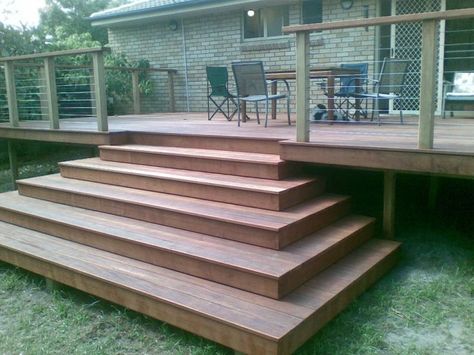 Landscaping Stairs, Decking Stairs, Stairs Hardwood, Deck Staircase, Creek Garden, Design Yard, Front Stairs, Stair Ideas, Patio Railing