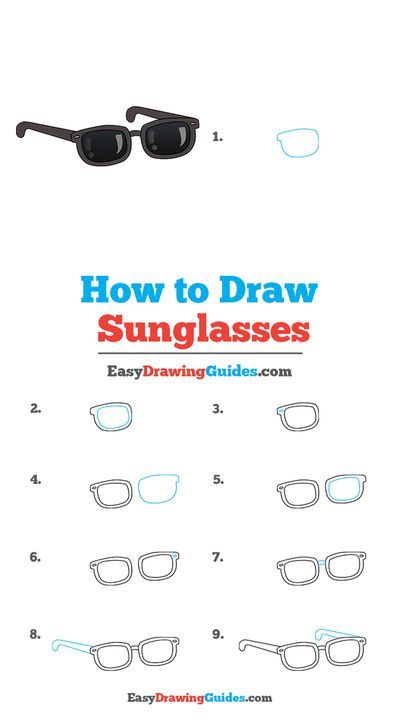 Learn to draw sunglasses. This step-by-step tutorial makes it easy. Kids and beginners alike can now draw great sunglasses. Draw Sunglasses, Drawing Sunglasses, How To Draw Glasses, Sunglasses Drawing, Draw Objects, Palette Playground, Calendar Doodles, Worksheet Coloring, Easy Drawing Guides