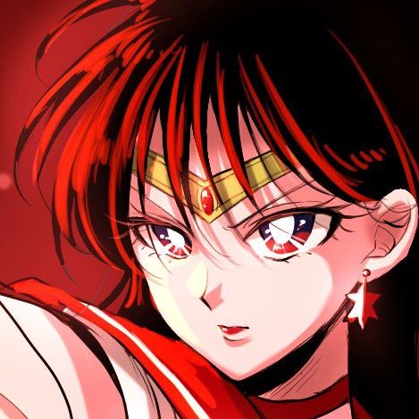 Sailor Moon Icons Mars, Salior Moon Mars, Sailor Mars Fan Art, Sailor Moon Rei Hino Icon, Rei Sailor Moon Icon, Rei Hino Icon, Red Pfp Icon, Rei Sailor Moon, Sailor Pluto Icon