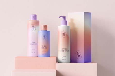 Gradient Background Collection on Behance Gradient Packaging Design, Lotion Packaging Design, Gradient Packaging, Gradient Branding, Gradient Texture, Grainy Gradient, Shampoo Packaging, Skincare Branding, Cosmetic Packaging Design