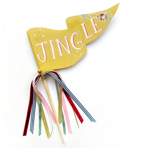 Party Pennants are so fun for celebration and photo props. Paired with beautiful velvet ribbon, the Jingle party pennant is perfect for celebrating Christmas and the holiday season with a vintage twist. We even added a miniature sleigh bell so you can jingle all the way!  Three cheers for you: hip, hip, hooray! This flag adds joy to any day. Hold it in a photo or pop on a cake. Wave it with glee & give the ribbons a shake. A celebration with flair is more fun, isn't it? Let the merriment begin w Christmas Pennant Flag, Christmas Pennant Banner, Diy Pennant, Christmas Pennant, Xmas Projects, Christmas Party Decor, Flag Printable, Hip Hip Hooray, Pennant Flags