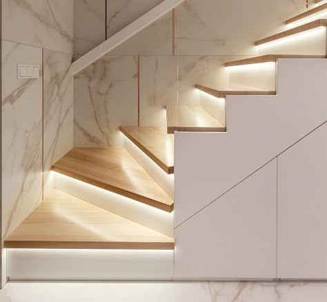 Interiors | Page 18 of 624 | CONTEMPORIST Small House Roof Design, Staircase Lighting Ideas, Stairs Lighting, Wooden Staircase Design, Staircase Design Modern, Hidden Lighting, Stairs Design Interior, House Roof Design, Staircase Makeover