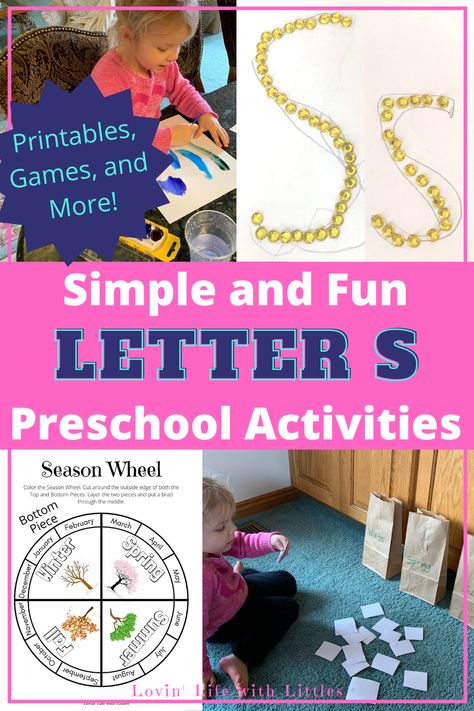 Letter S Songs For Preschool, S Letter Craft Preschool, S Words Preschool, S Preschool Activities, Letter S Math Activities For Preschool, Letter S Preschool Crafts, S Projects For Preschool Letter, Letter S Preschool Activities, Letter S Preschool