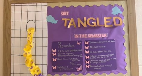 Rapunzel Theme, Resident Assistant Bulletin Boards, Ra Themes, Tangled Movie, Ra Bulletins, Ra Bulletin Boards, Bulletin Board Design, Resident Adviser, Resident Assistant