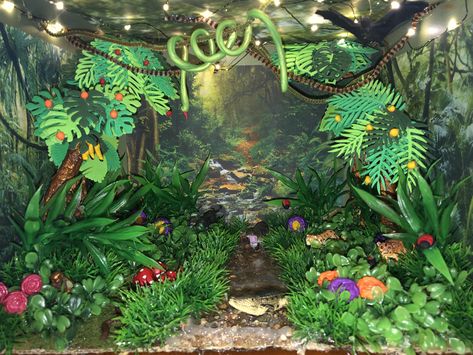 Rainforest Biome Shoebox Project, Rain Forest Diorama, Sloth Habitat, Ecosystems Diorama, Rainforest Diorama, Parrot Habitat, Science Exhibition Projects, Rainforest Project, Biomes Project