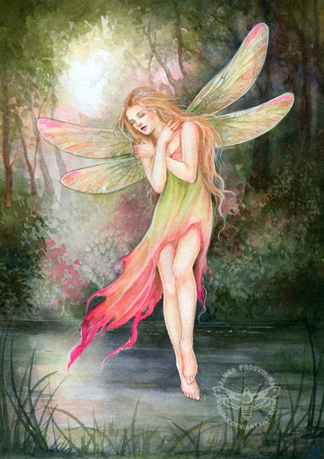 Dragonfly ll by JannaFairyArt on DeviantArt Faery Art, Fairy Dragon, Fairy Pictures, Love Fairy, Fairies Elves, Fairy Magic, Fairytale Art, Beautiful Fairies, Fantasy Fairy