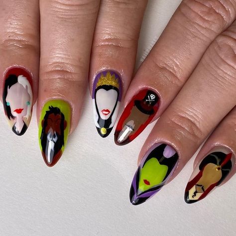 Villian Nails, Disney Villain Nails, Villain Nails, Fairytale Characters, Character Nails, Nails Disney, Disney Villain, Beauty Tricks, Awesome Things