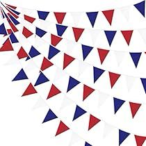 Red Party Decorations, Triangle Flag, White Party Decorations, Blue Bunting, Pennant Garland, Royal Theme, White Banner, Flag Garland, Patriotic Fabric