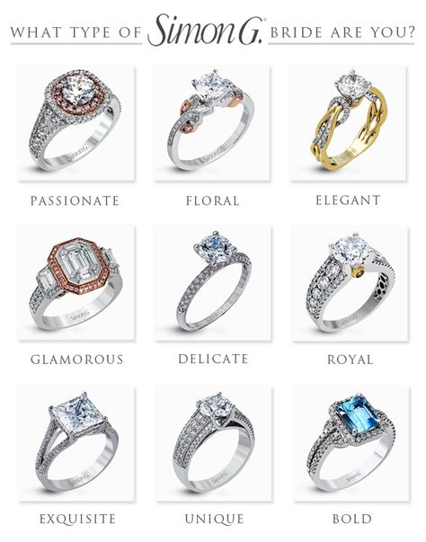 What type of Simon G. bride are you? Simon G Engagement Rings, Simon G Rings, Simon G Jewelry, Wedding Ring Shots, Engagement Ring Photos, Ring Shots, Diy Bridal, Wedding Dress Pictures, Gorgeous Engagement Ring