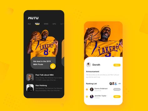 App-Basketball-Nba Finals by xiucai Ui Mobile Design, Basketball App, Ui Ux Design App, Website Color Schemes, Mobile Design Inspiration, App Ideas, Sports App, App Design Inspiration, Design App