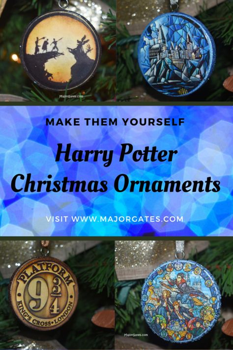 Harry Potter Ornaments Diy, Harry Potter Cricut Projects, Wood Circle Ornaments, Diy Harry Potter Ornaments, Harry Potter Wreath, Harry Potter Ornament, Christmas At Hogwarts, Harry Potter Christmas Ornaments, Harry Potter Marathon