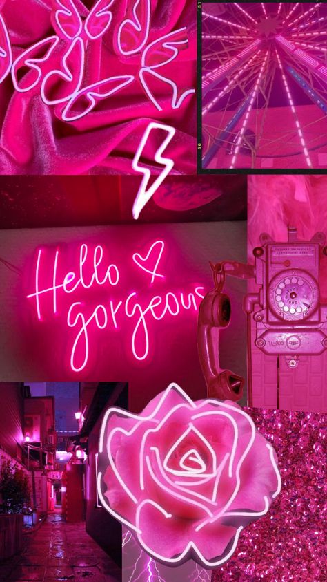 #neonpink #neon Neon Pink Wallpaper Aesthetic, Neon Pink Wallpaper Iphone, Chloe Vibes, Shuffle Wallpaper, Pink Neon Wallpaper, Hot Pink Wallpaper, Pretty Wallpaper Ipad, Pink Glitter Wallpaper, Printable Wall Collage