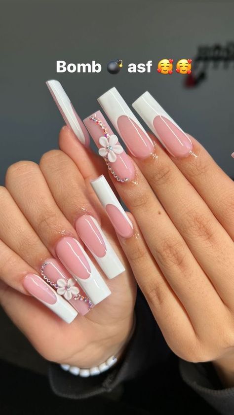 M Initial Nails, Initial Nails, Grad Nails, Prom Nail, Simple Acrylic Nails, Nail Idea, Long Acrylic, Bling Acrylic Nails, Summer Acrylic Nails