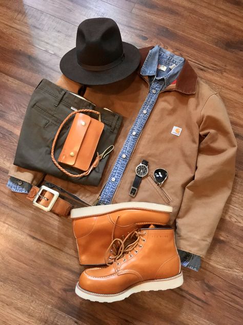 Mens Workwear Style, Work Wear Men Workwear, Heritage Style Men, Outdoorsmen Style, Men's Workwear Fashion, Wing Boots, Herren Style, Mens Casual Outfits Summer, Mens Workwear