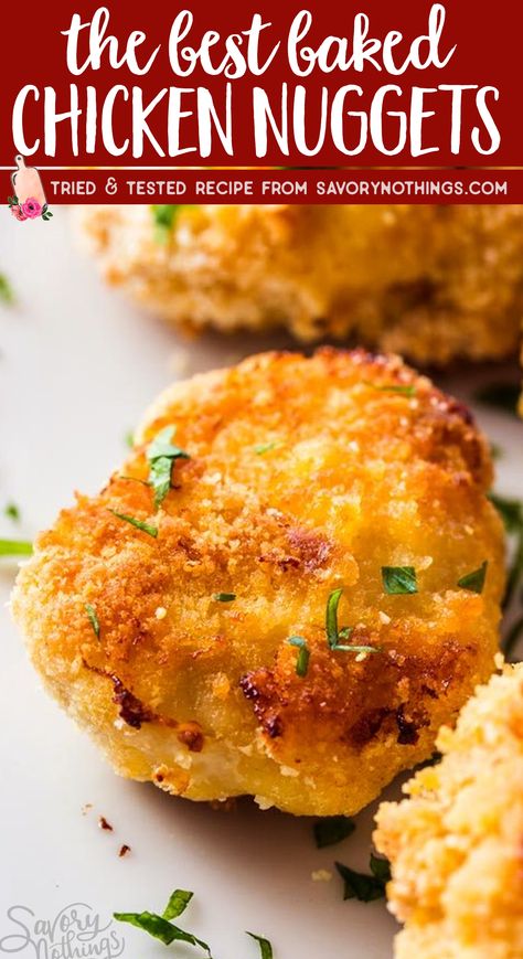 Easy Chicken Nugget Recipes, Homemade Chicken Nuggets Baked, The Best Baked Chicken, Best Baked Chicken, Healthy Chicken Nuggets, Chicken Nuggets Recipe, Frozen Chicken Nuggets, Baked Chicken Nuggets, Homemade Chicken Nuggets