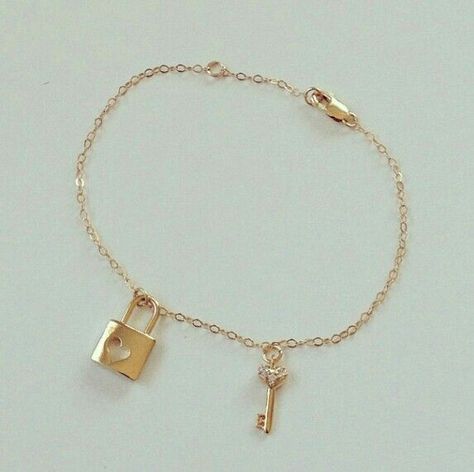 Cute lock and key bracelet Lock And Key Bracelet, Key And Lock, Lock Bracelet, Key Bracelet, Lock And Key, Arrow Necklace, Gold Necklace, Key, Bracelet