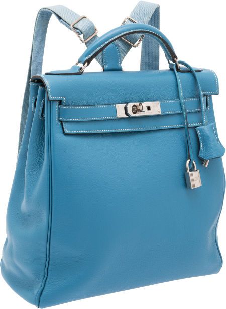 Hermes Blue Jean Togo Leather Kelly Ado Backpack. Kelly Backpack, Kelly Ado Backpack, Backpack Luxury, Hermes Blue, Field Bag, Swag Bag, Togo Leather, Kelly Bag, Handbag Heaven